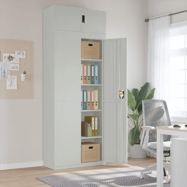 Classeur gris clair 90x40x240 cm acier