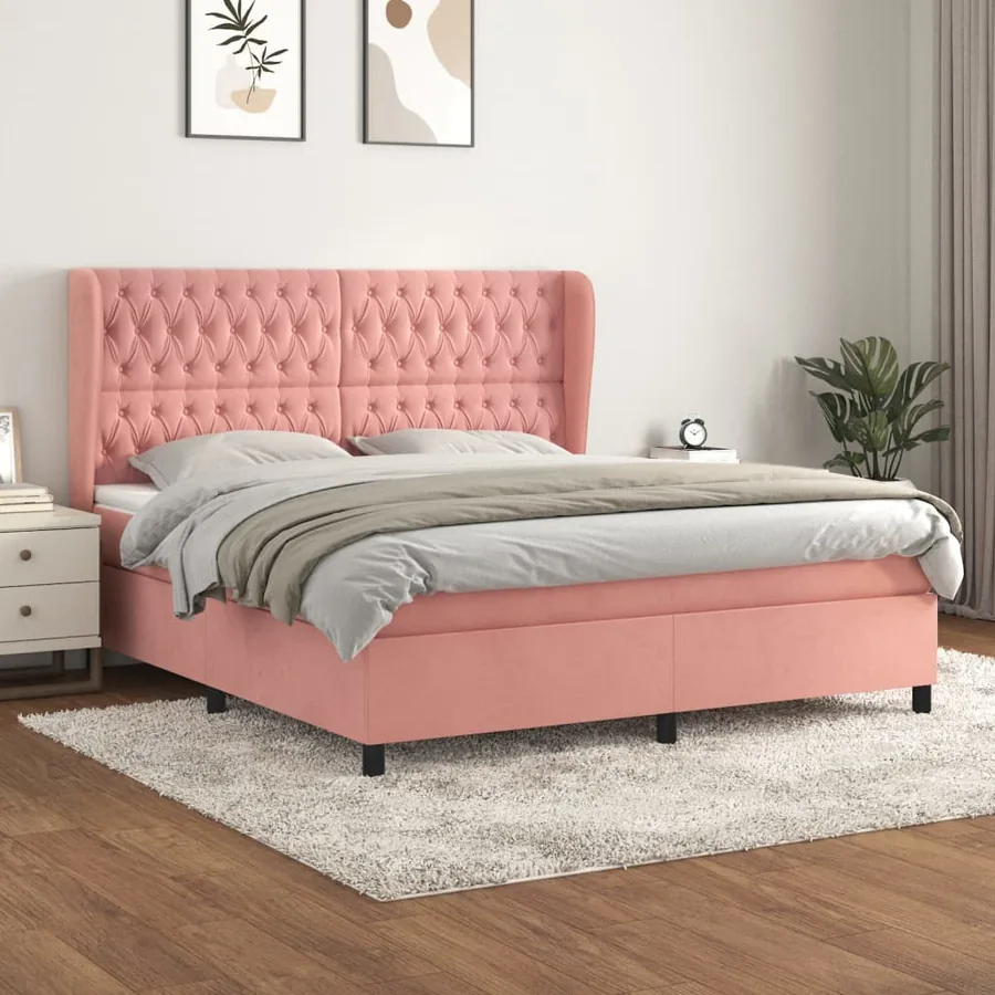 Sommier à lattes de lit avec matelas Rose 160x200 cm Velours