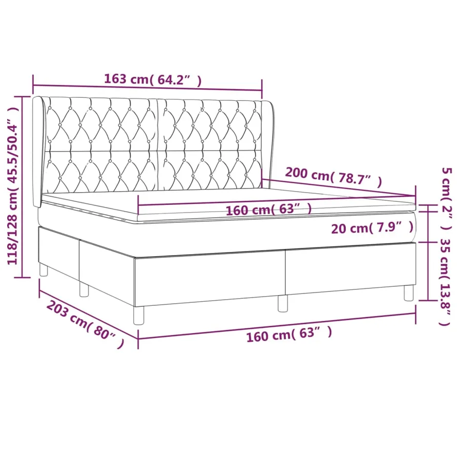 Sommier à lattes de lit avec matelas Rose 160x200 cm Velours - 7