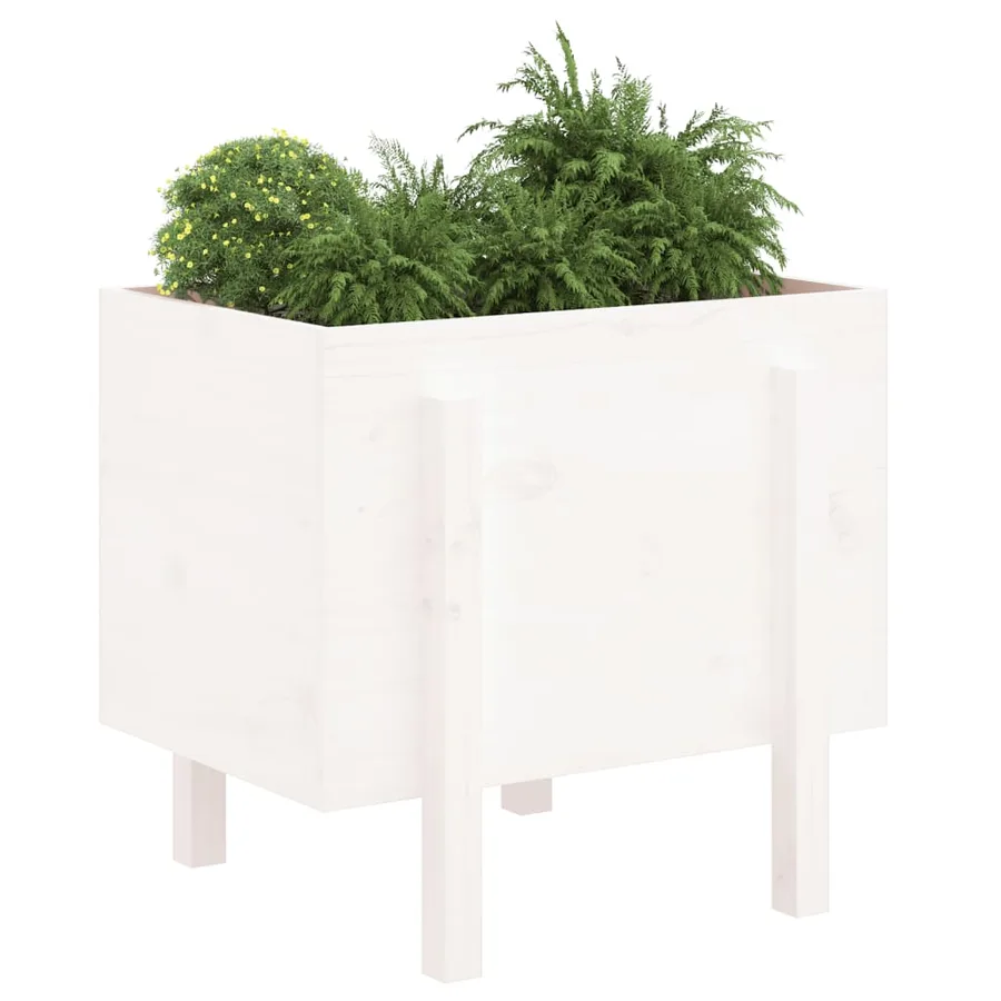 Jardinière blanc 62x50x57 cm bois massif de pin - 3