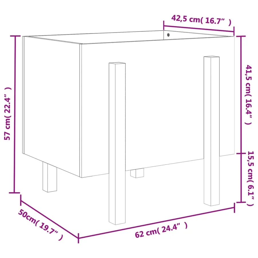 Jardinière blanc 62x50x57 cm bois massif de pin - 9