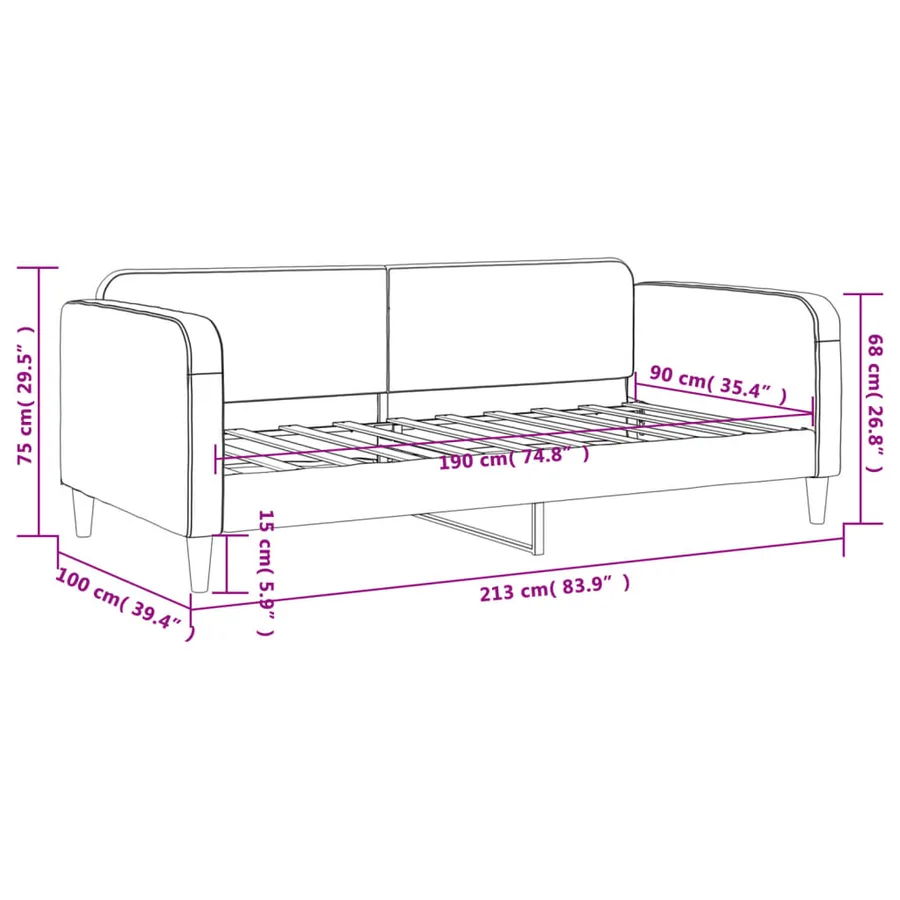 Lit de repos sans matelas gris foncé 90x190 cm tissu - 8