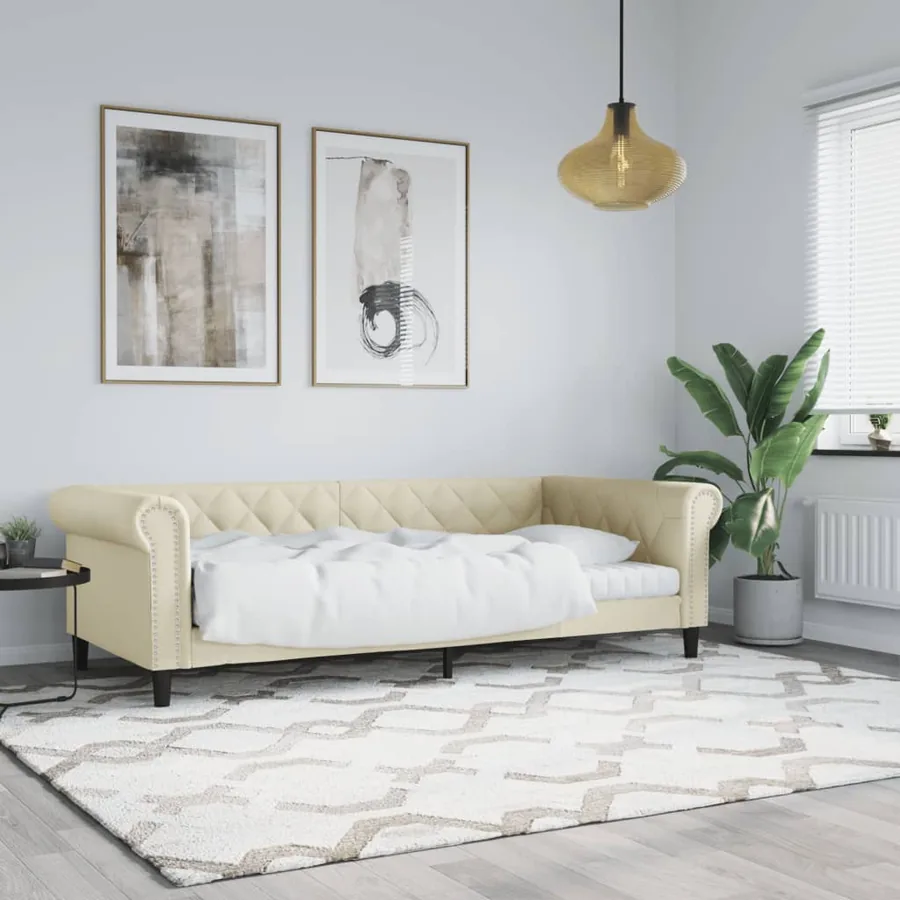 Lit de jour sans matelas crème 80x200 cm similicuir