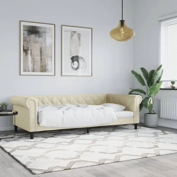 Lit de jour sans matelas crème 80x200 cm similicuir