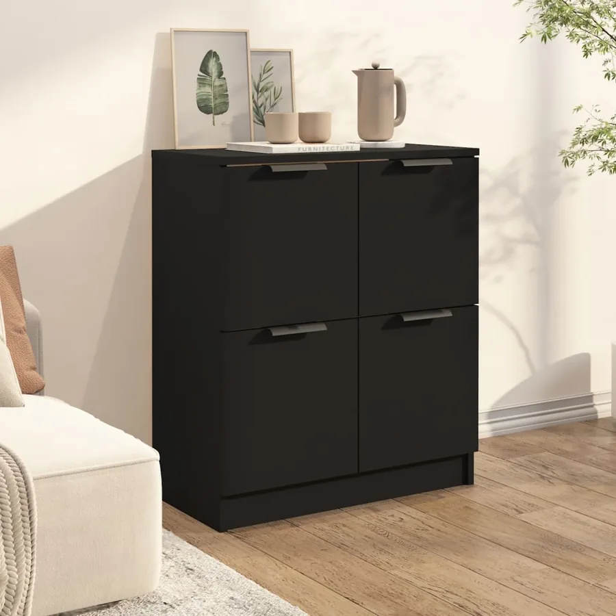Buffet noir 60x30x70 cm bois d'ingénierie - 3