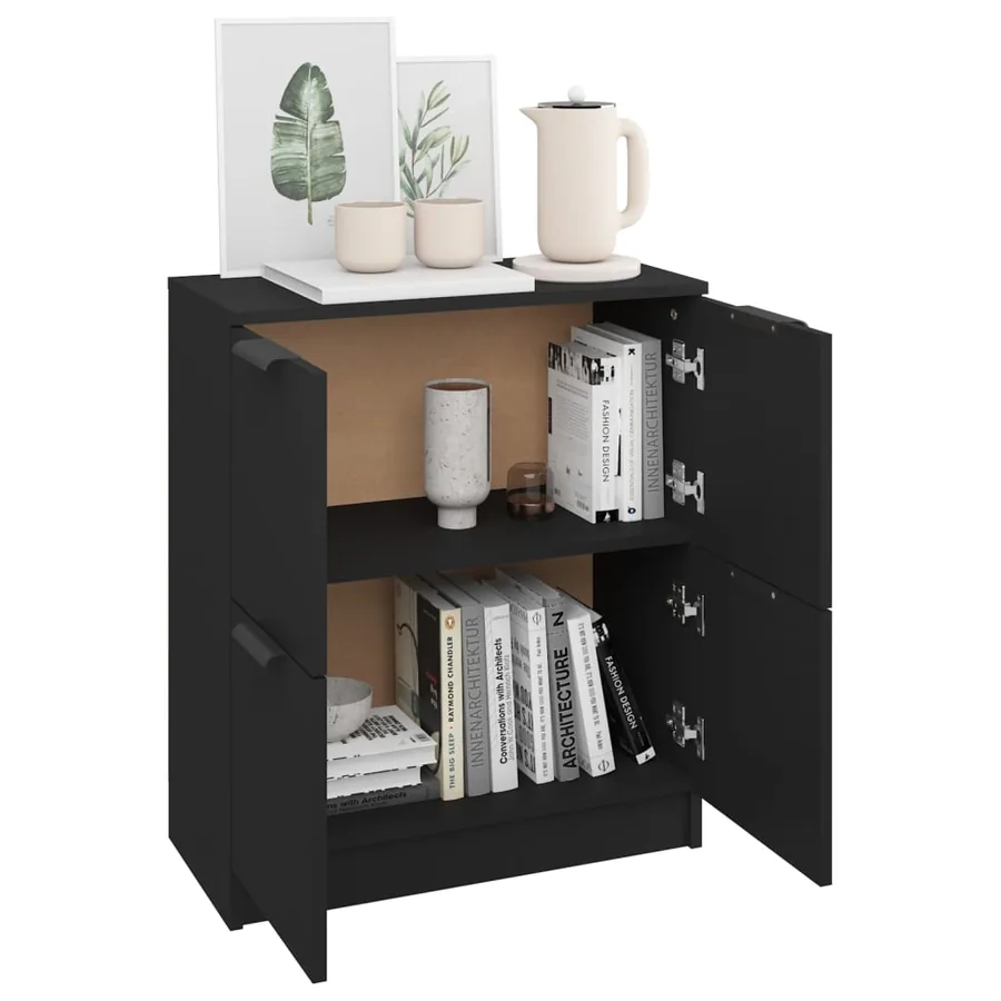 Buffet noir 60x30x70 cm bois d'ingénierie - 4