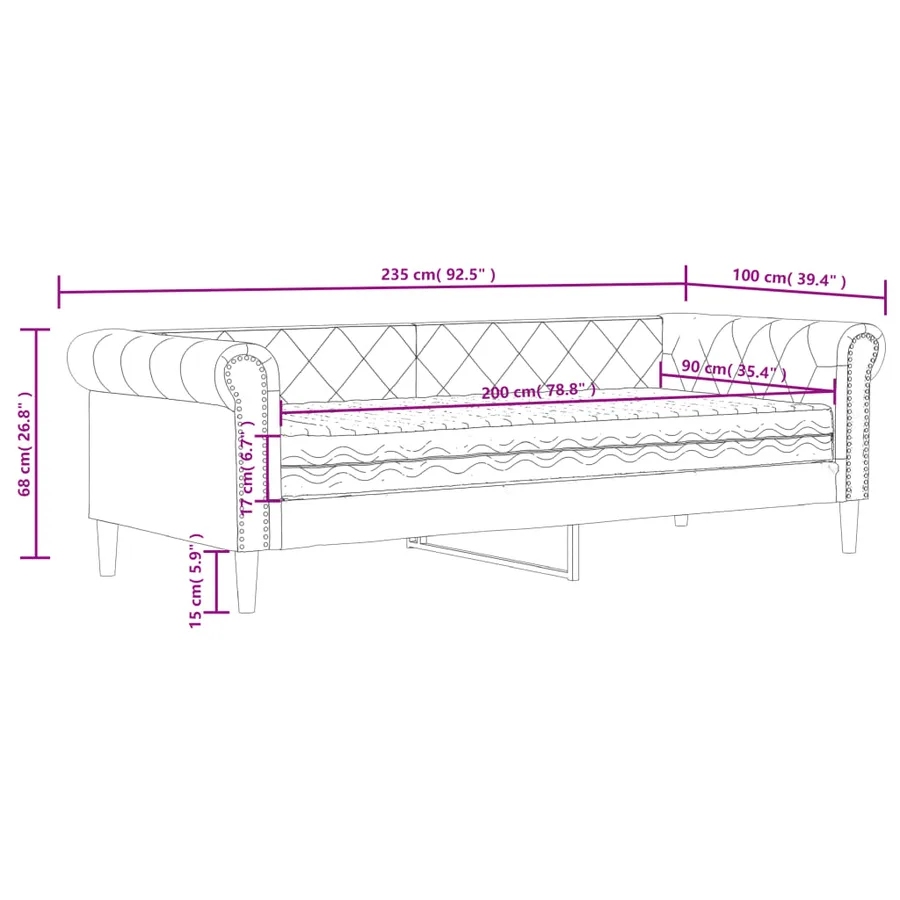Lit de jour avec matelas blanc 90x200 cm similicuir - 12