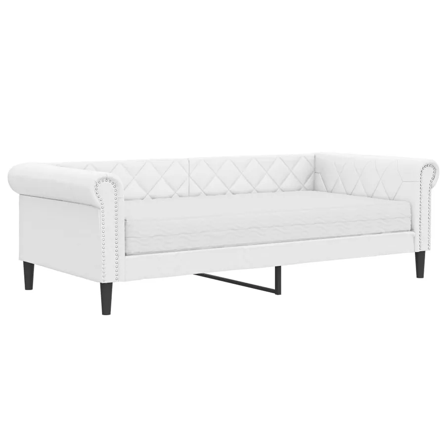 Lit de jour avec matelas blanc 90x200 cm similicuir - 2