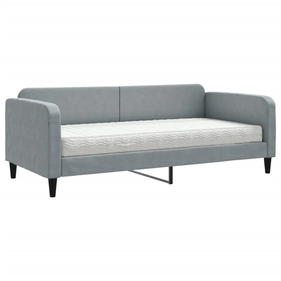 Lit de jour avec matelas gris clair 90x190 cm tissu - 2
