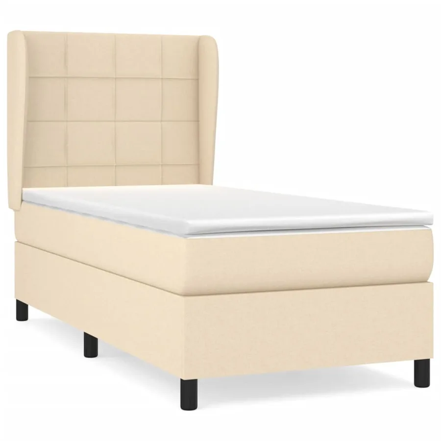 Sommier à lattes de lit avec matelas Crème 90x200 cm Tissu - 2