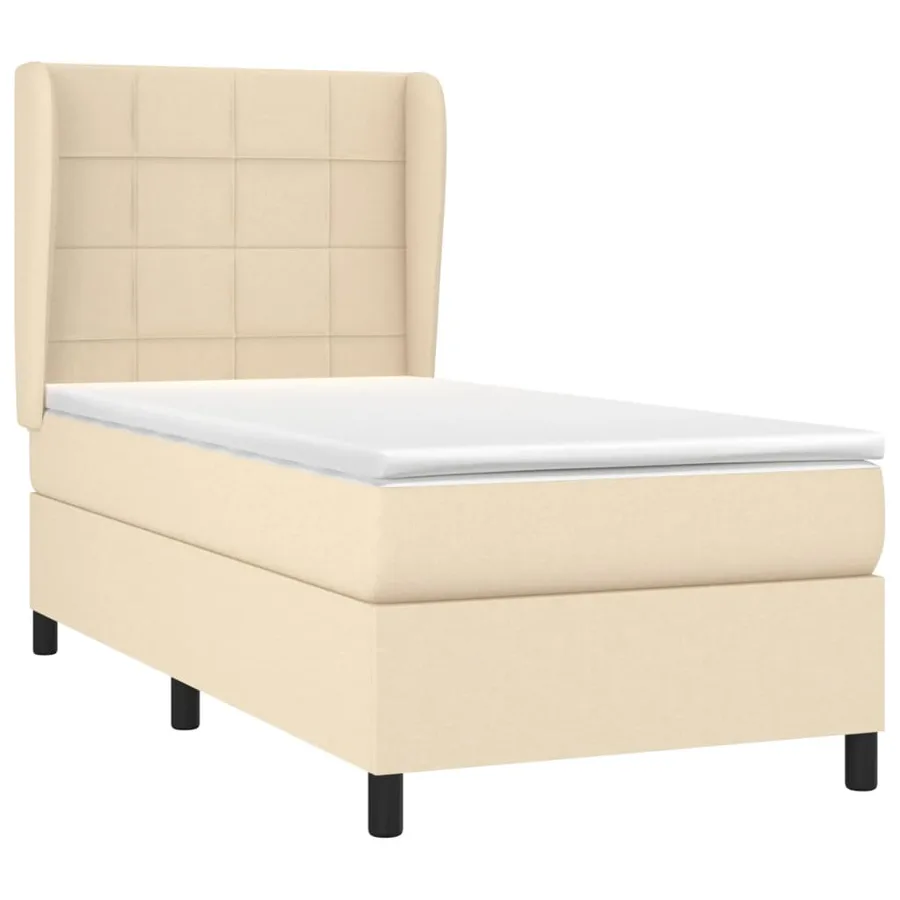 Sommier à lattes de lit avec matelas Crème 90x200 cm Tissu - 3