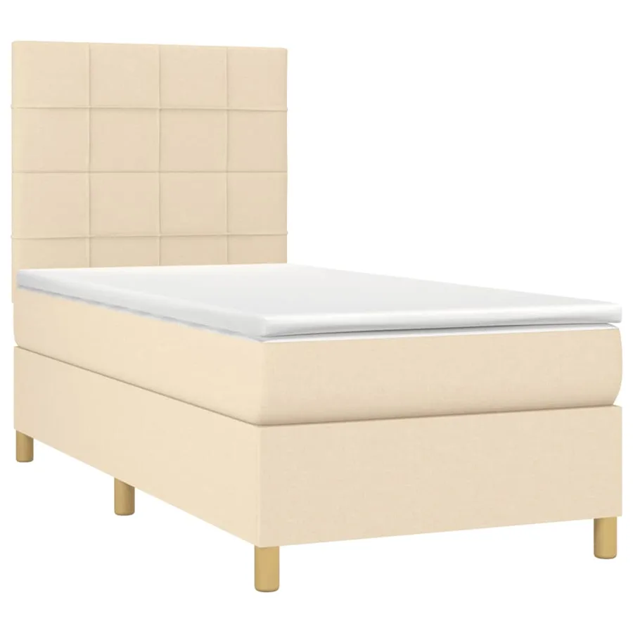 Sommier à lattes de lit avec matelas Crème 90x200 cm Tissu - 3