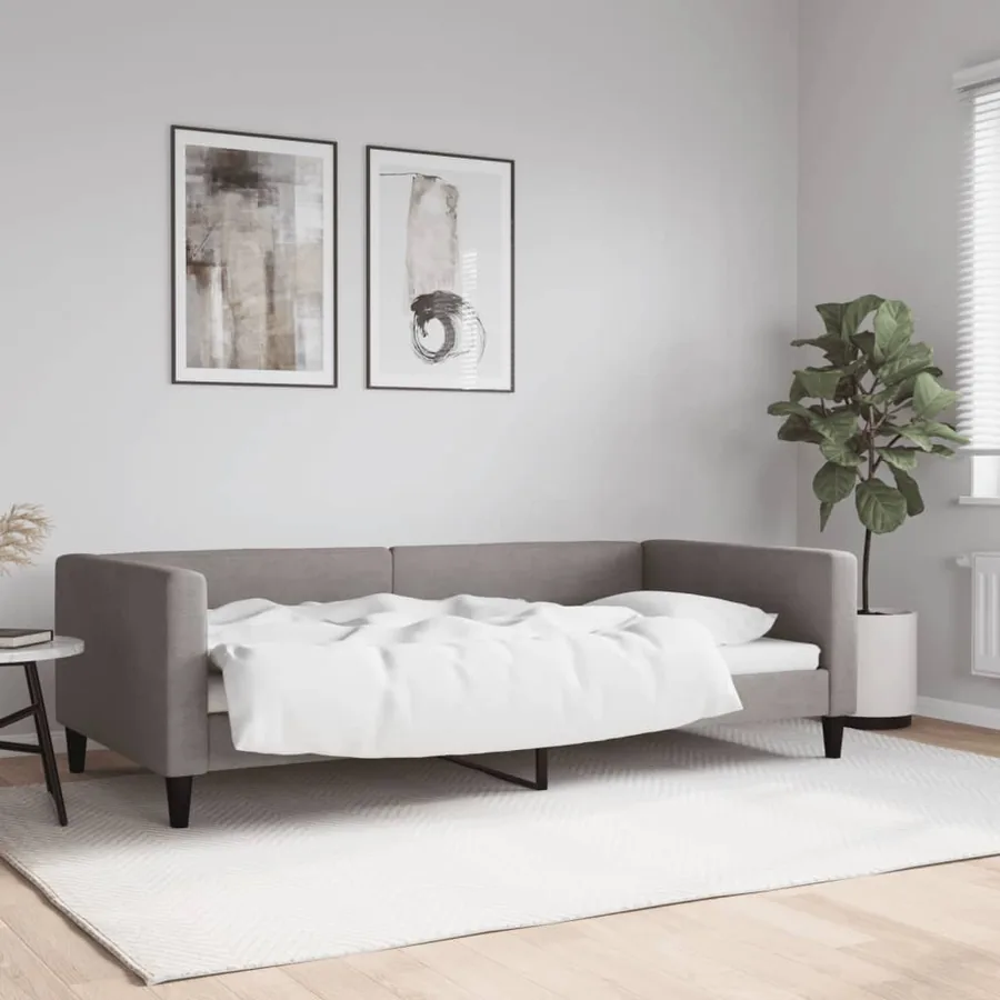 Lit de repos taupe 100x200 cm tissu