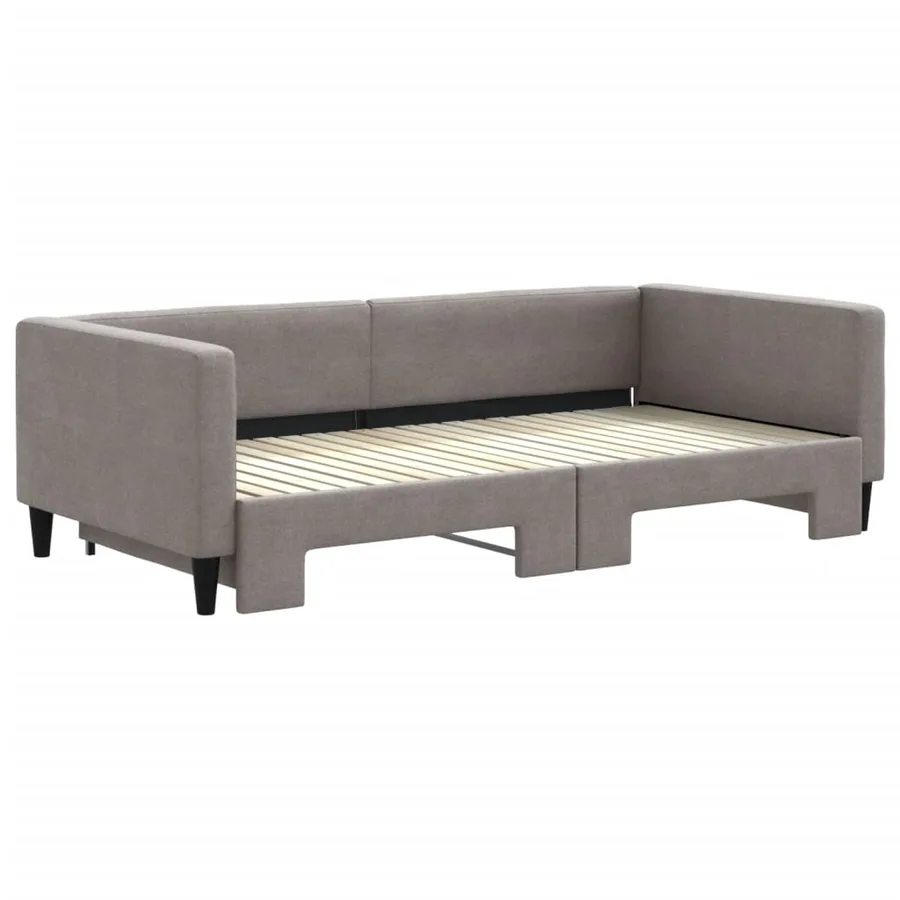 Lit de jour avec lit gigogne taupe 100x200 cm tissu - 3