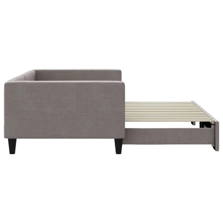 Lit de jour avec lit gigogne taupe 100x200 cm tissu - 4