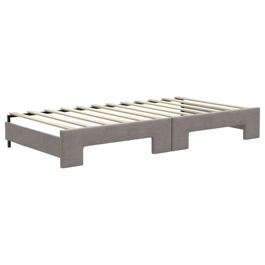 Lit de jour avec lit gigogne taupe 100x200 cm tissu - 8