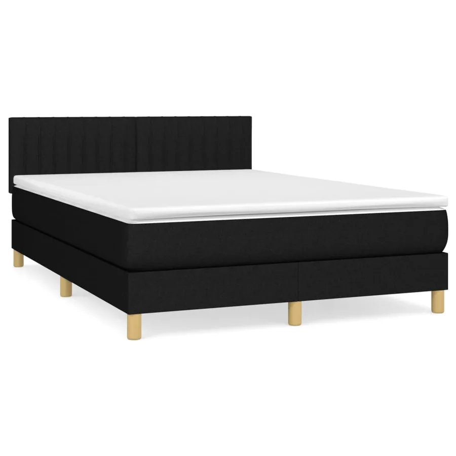Sommier à lattes de lit avec matelas Noir 140x190 cm Tissu - 2