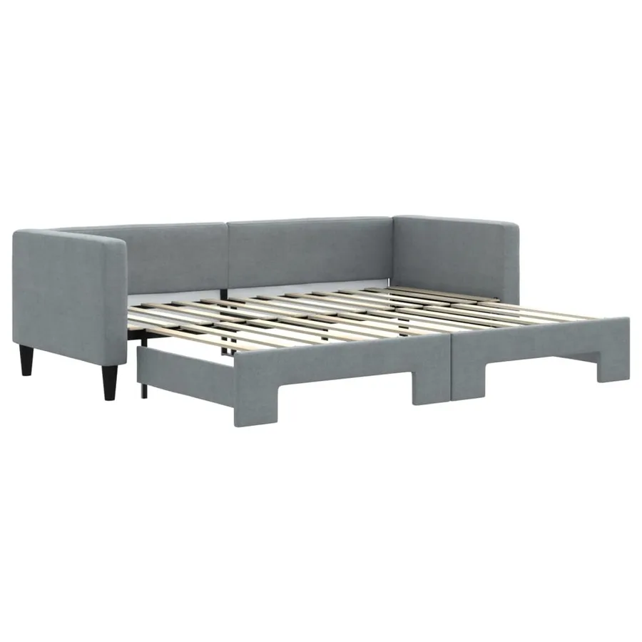 Lit de jour avec gigogne sans matelas gris clair 80x200 cm - 2