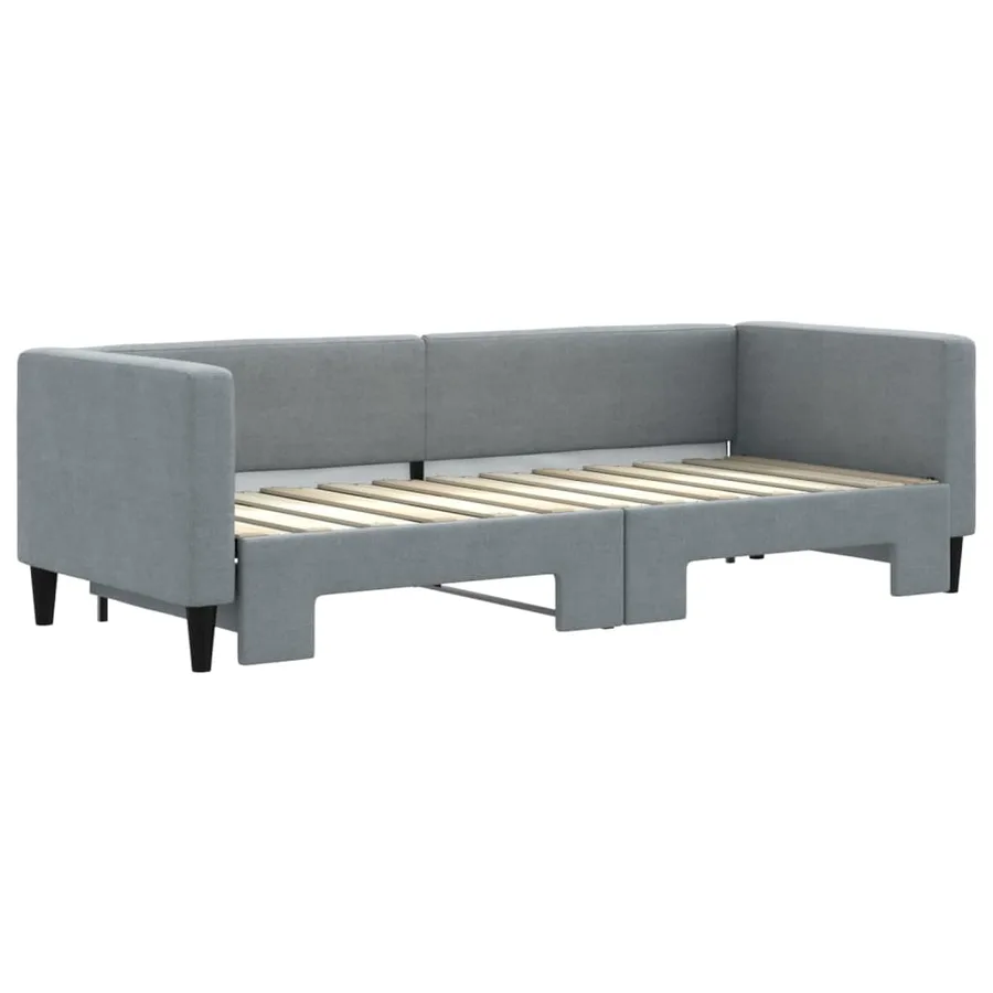 Lit de jour avec gigogne sans matelas gris clair 80x200 cm - 3