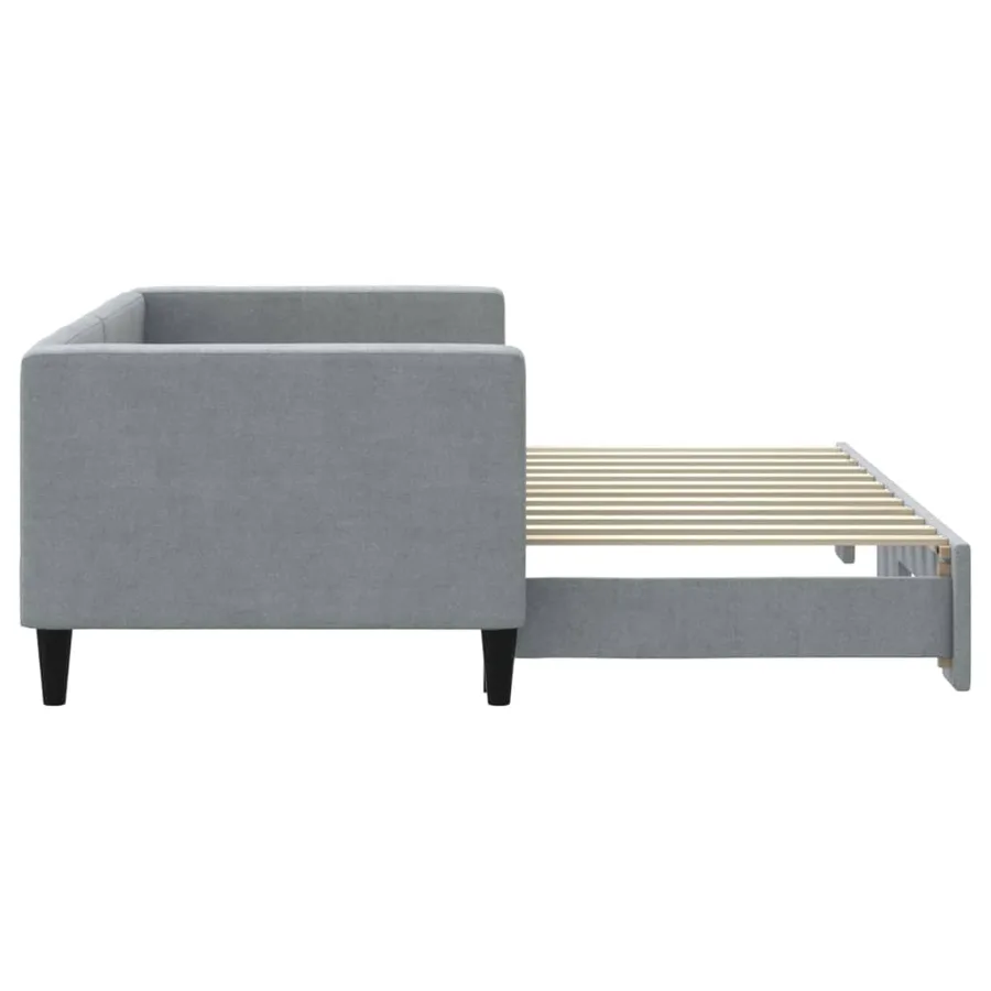 Lit de jour avec gigogne sans matelas gris clair 80x200 cm - 4