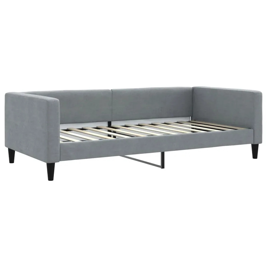 Lit de jour avec matelas gris clair 100x200 cm tissu - 3