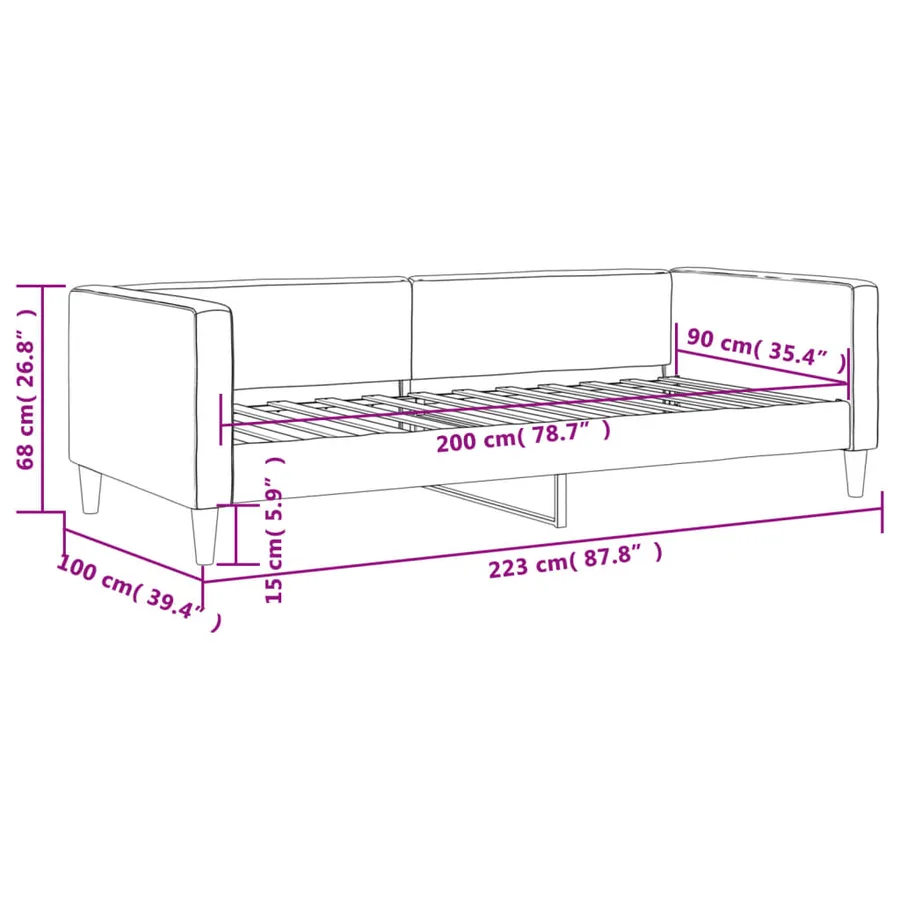 Lit de repos sans matelas crème 90x200 cm tissu - 8