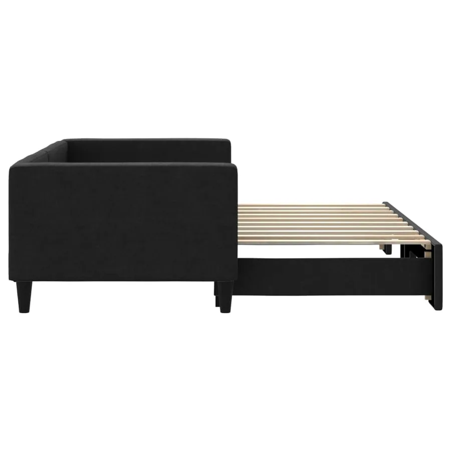 Lit de jour avec lit gigogne noir 90x190 cm tissu - 4