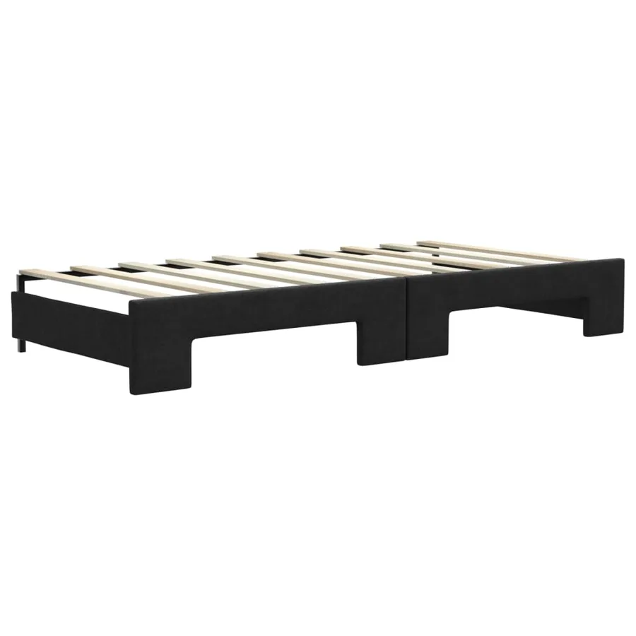 Lit de jour avec lit gigogne noir 90x190 cm tissu - 8