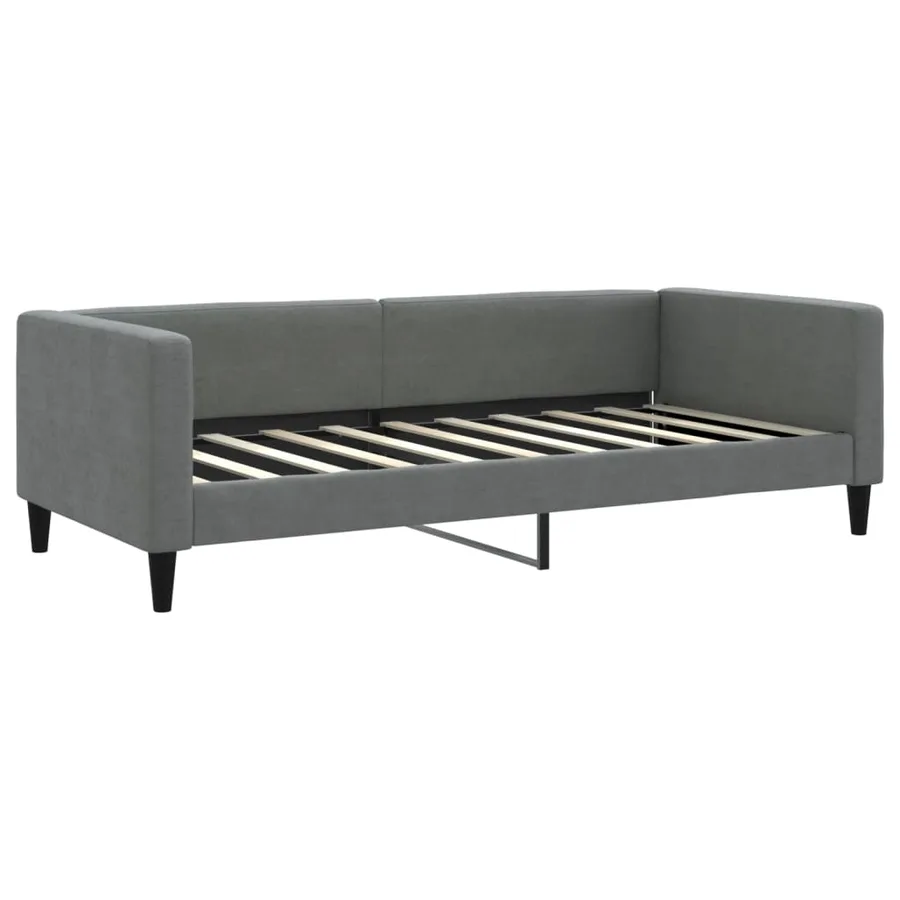 Lit de jour avec matelas gris foncé 90x190 cm tissu - 3