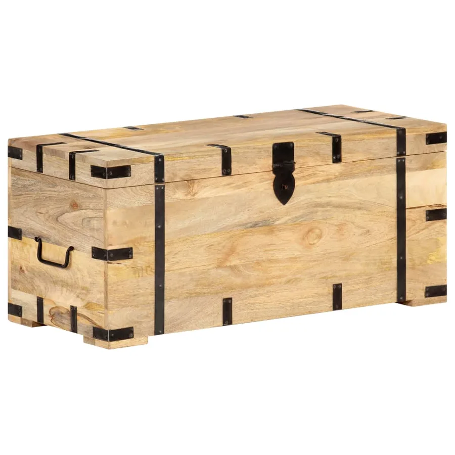Coffre 90x40x40 cm Bois solide de manguier - 10