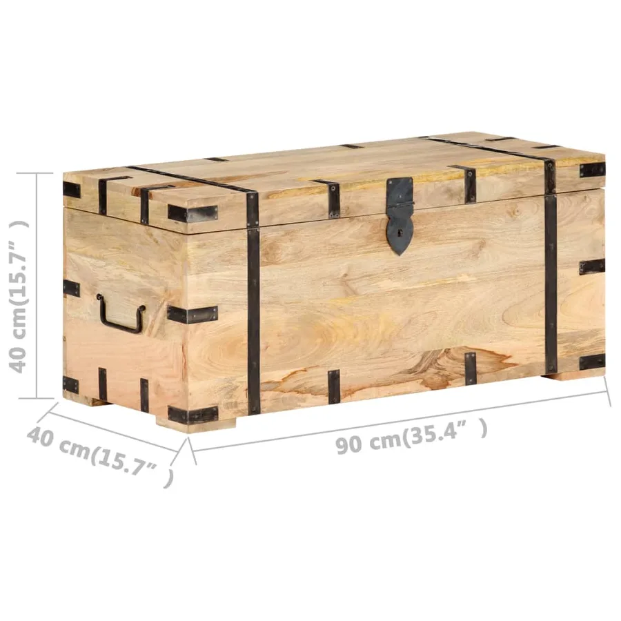 Coffre 90x40x40 cm Bois solide de manguier - 7