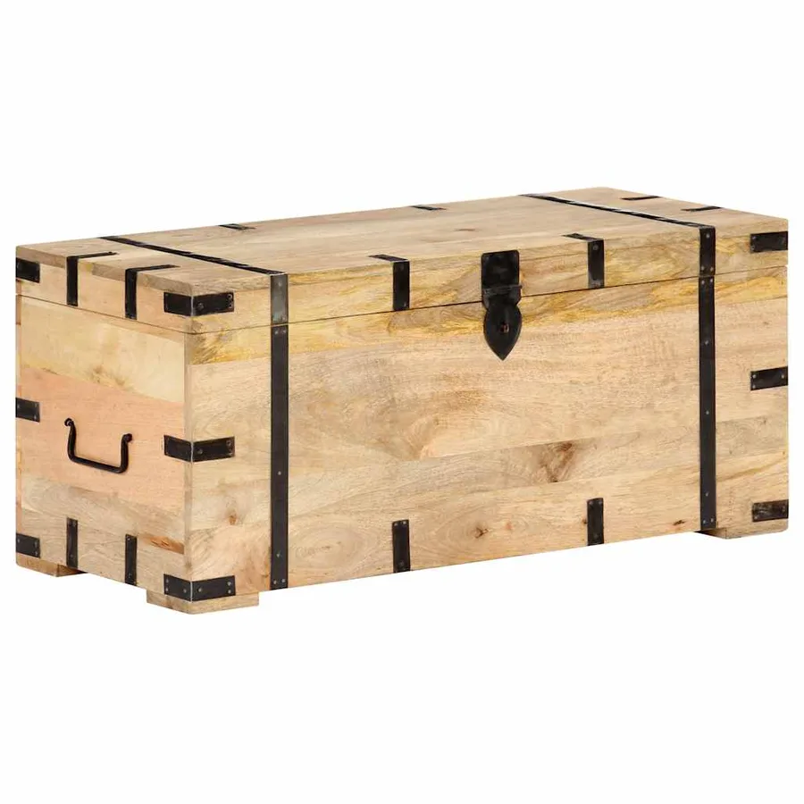 Coffre 90x40x40 cm Bois solide de manguier - 8