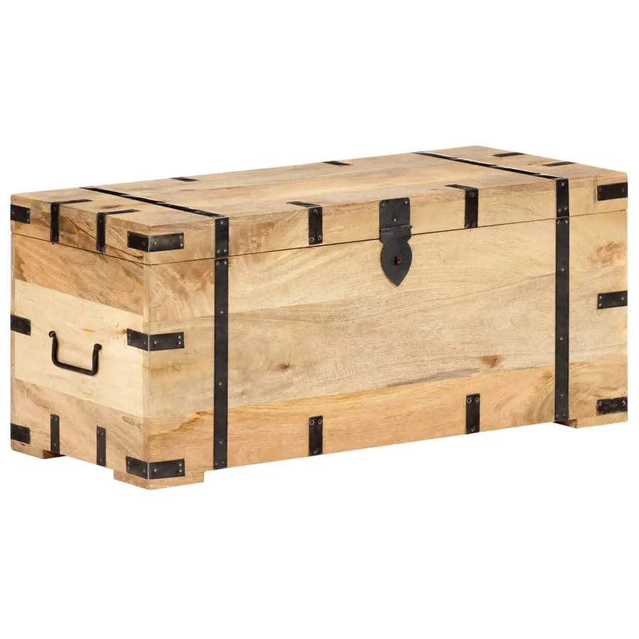 Coffre 90x40x40 cm Bois solide de manguier - 9