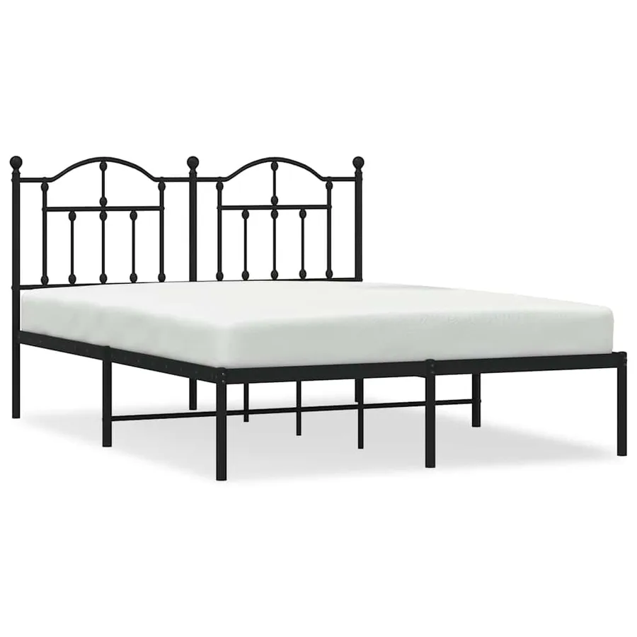 Cadre de lit métal sans matelas avec tête de lit noir 140x200cm - 2