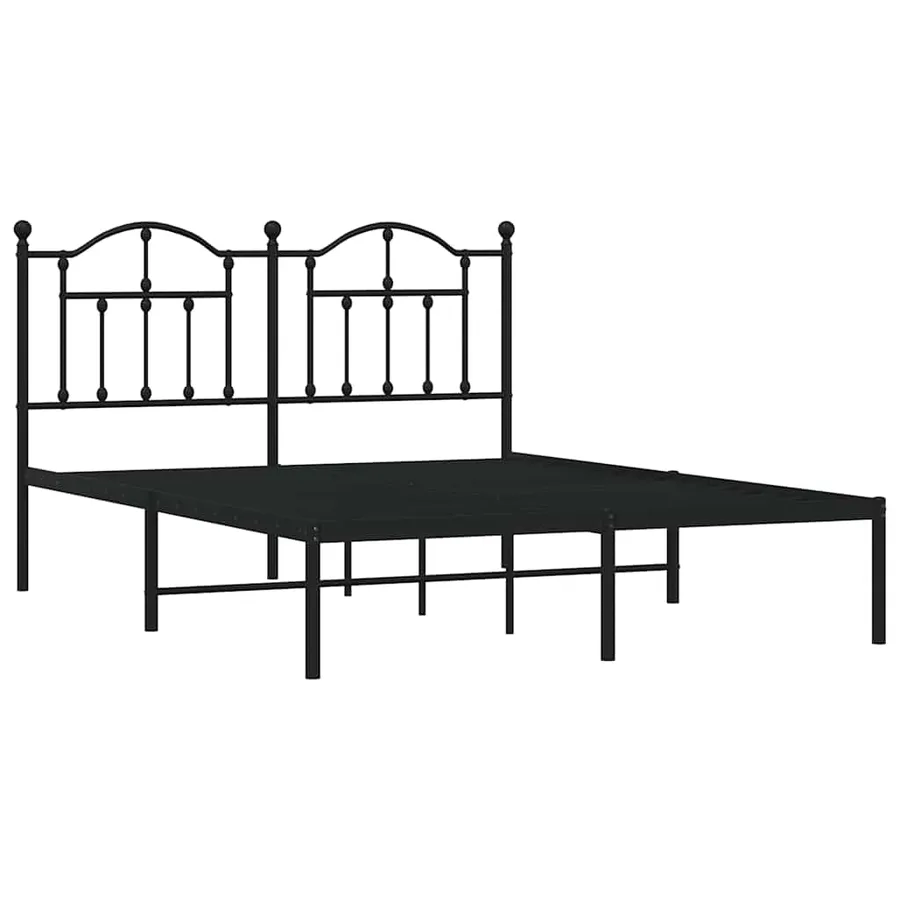 Cadre de lit métal sans matelas avec tête de lit noir 140x200cm - 3