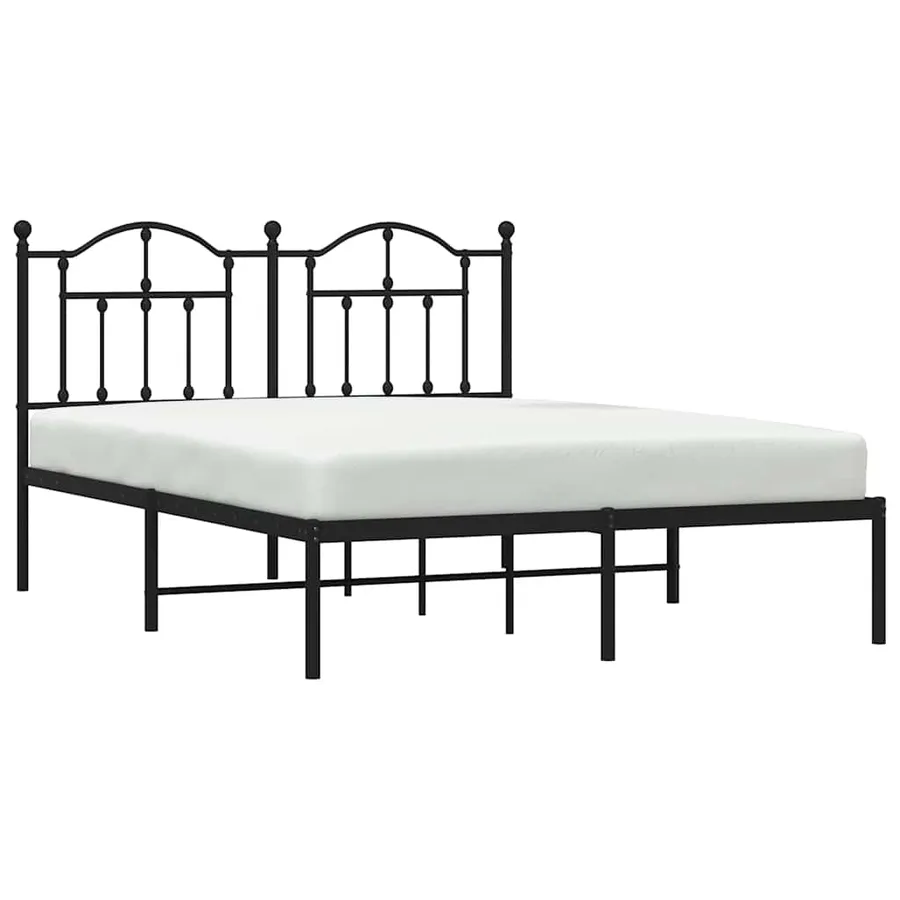 Cadre de lit métal sans matelas avec tête de lit noir 140x200cm - 4