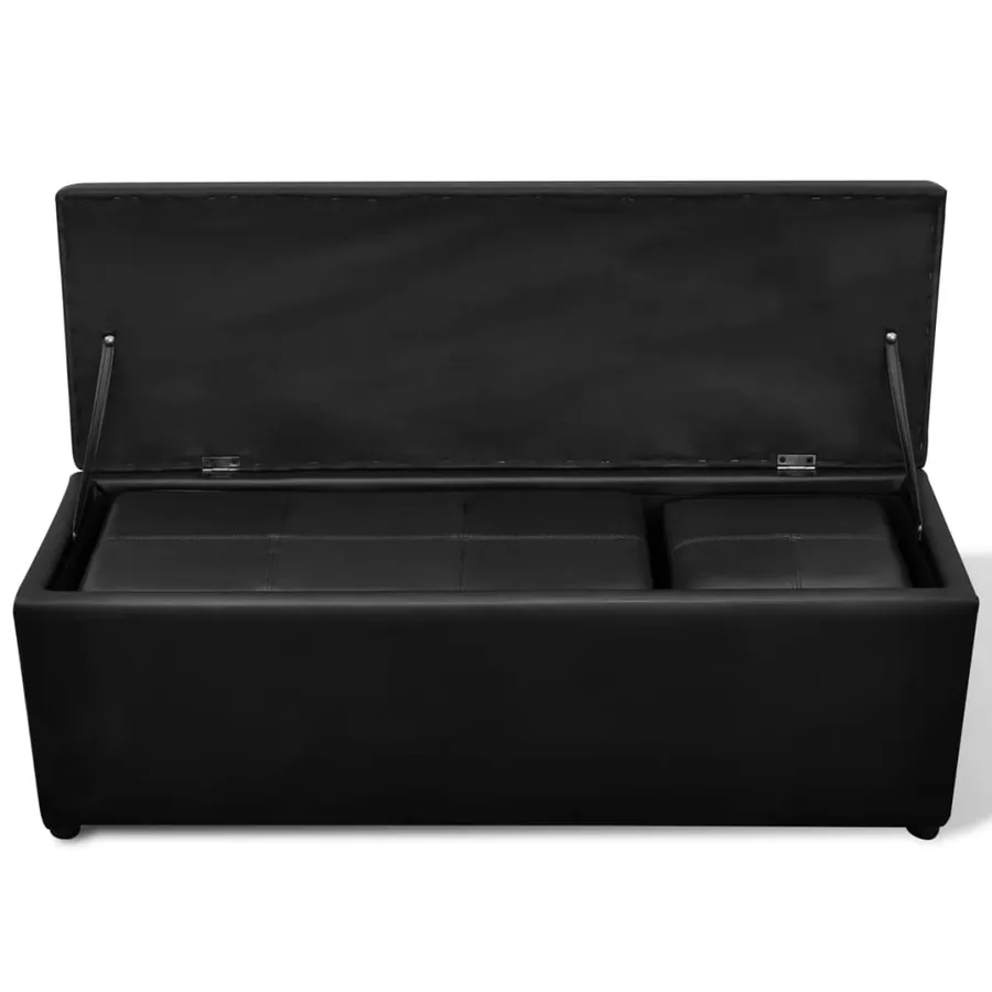 Set de banc de rangement en simili cuir Noir - 4