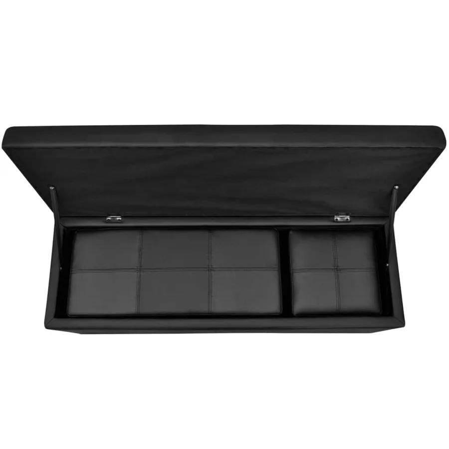 Set de banc de rangement en simili cuir Noir - 5
