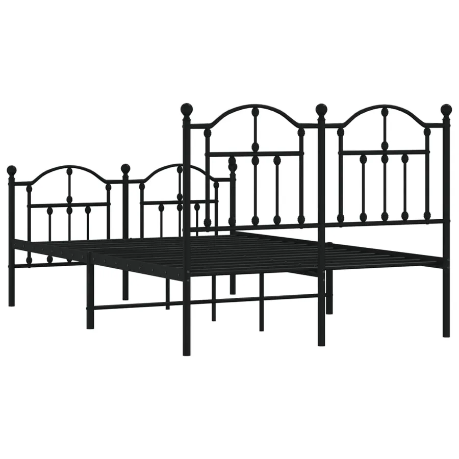 Cadre de lit métal sans matelas avec pied de lit noir 120x190cm - 7