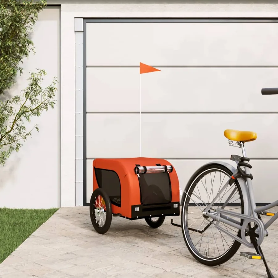 Remorque de vélo pour animaux de compagnie orange et noir