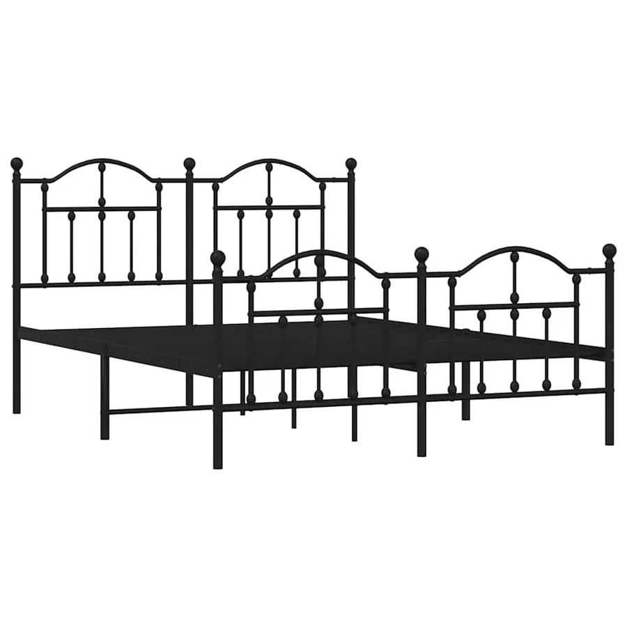 Cadre de lit métal sans matelas avec pied de lit noir 135x190cm - 3