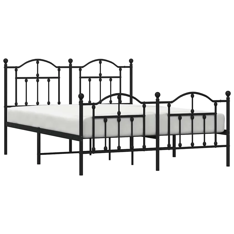 Cadre de lit métal sans matelas avec pied de lit noir 135x190cm - 5