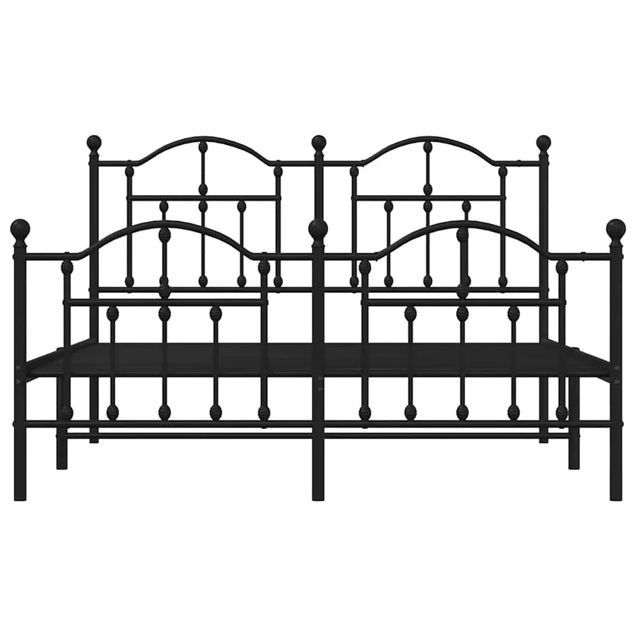 Cadre de lit métal sans matelas avec pied de lit noir 135x190cm - 6