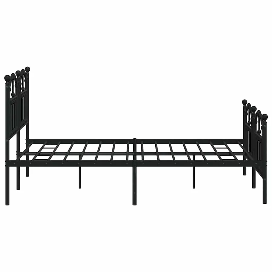 Cadre de lit métal sans matelas avec pied de lit noir 135x190cm - 7