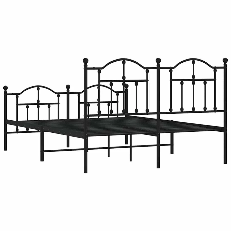 Cadre de lit métal sans matelas avec pied de lit noir 135x190cm - 8