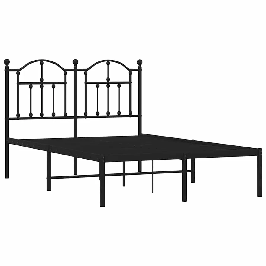 Cadre de lit métal sans matelas avec tête de lit noir 120x200cm - 3