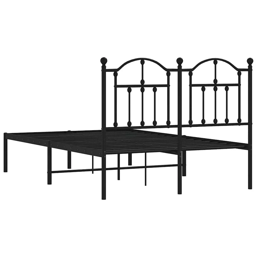 Cadre de lit métal sans matelas avec tête de lit noir 120x200cm - 7