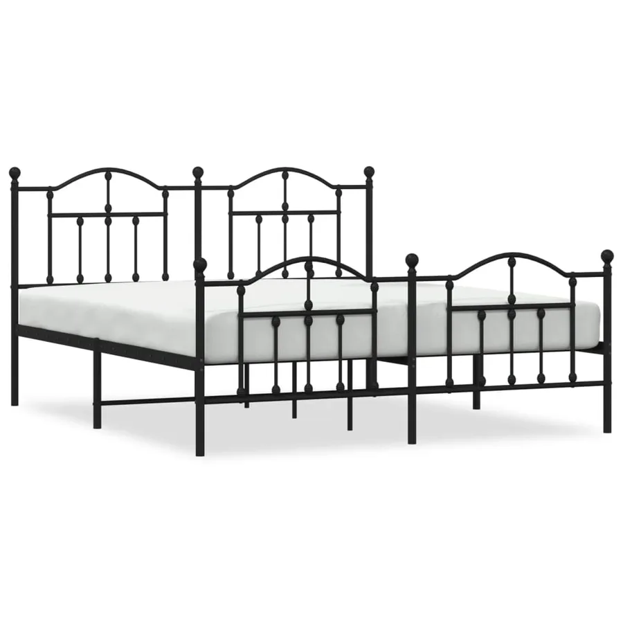 Cadre de lit métal sans matelas avec pied de lit noir 180x200cm - 2