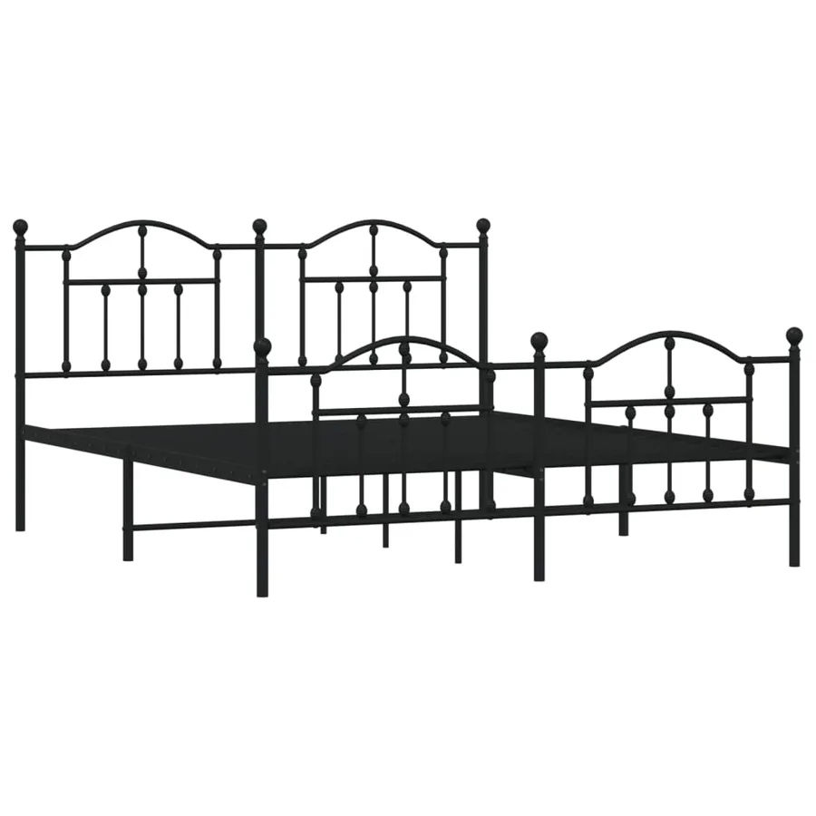 Cadre de lit métal sans matelas avec pied de lit noir 180x200cm - 3