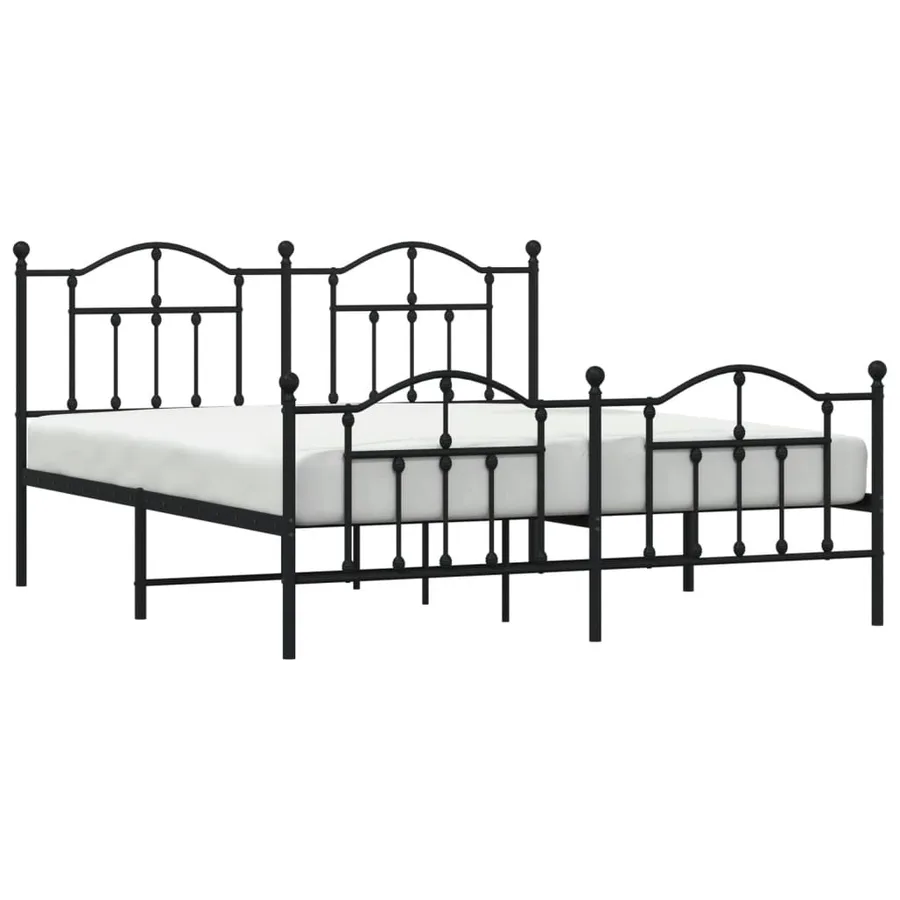 Cadre de lit métal sans matelas avec pied de lit noir 180x200cm - 4